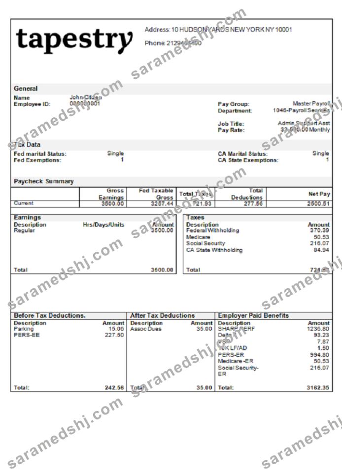 USA apparel company employee sheet